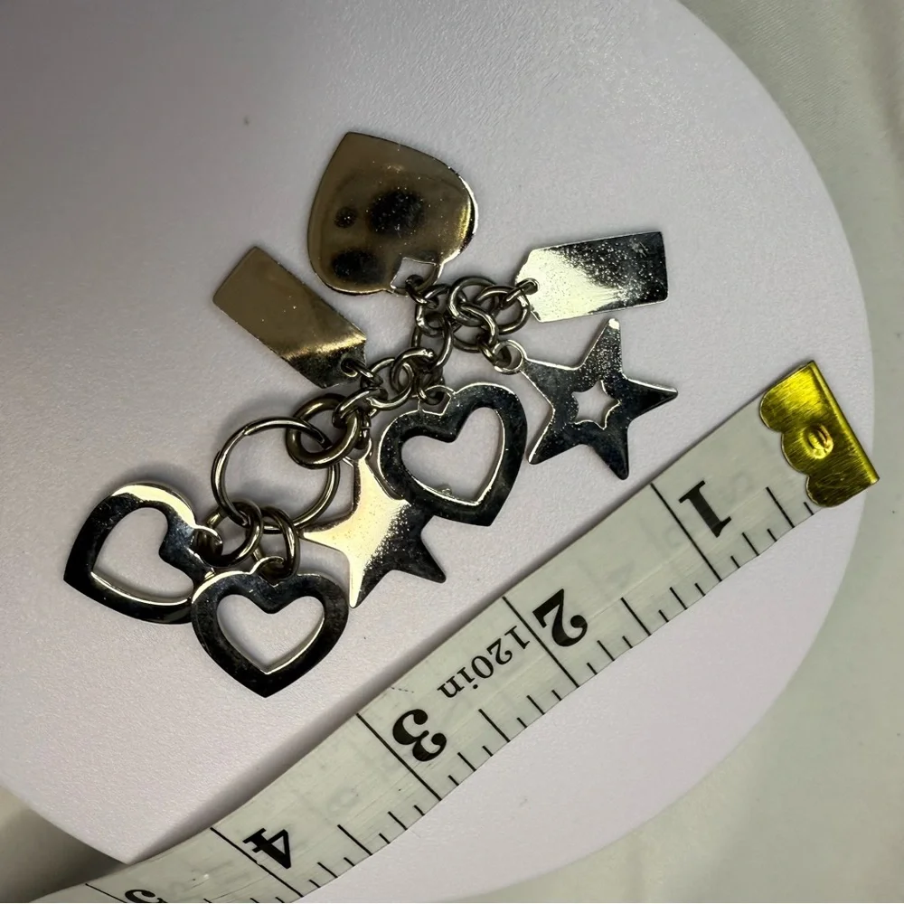 Coach Silver, Pink & Blue Hearts Keychain FOB Bag Charm - Picture 5 of 5